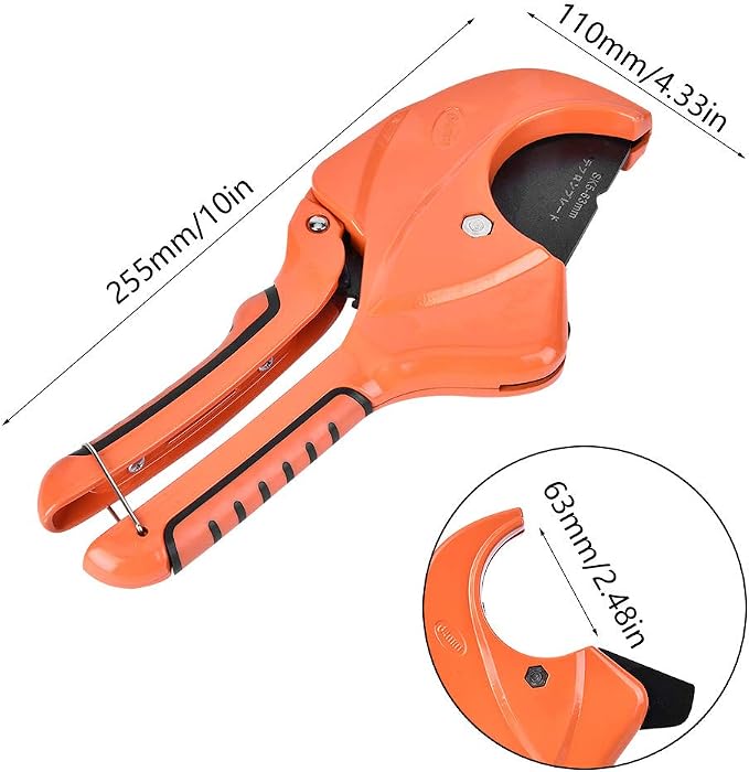 PVC Pipe Cutter, 63mm Opening Manganese Steel Pipe Cutter Scissors, Pipe Cutting Tool for PVC PPR Pipe, Water Pipe, Gas Pipe, Home Working and Plumber