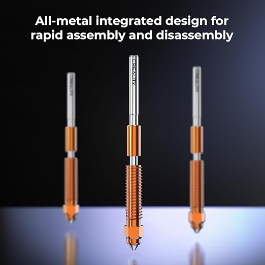 Creality K1C/K1 SE Nozzle Kit 4 PCS, High Flow Quick-Swap Nozzle Kit, Swift Installation, Tipped Copper&Titanium Alloy, for K1C/K1 SE/Ender 3 V3/ V3 Plus 3D Printer
