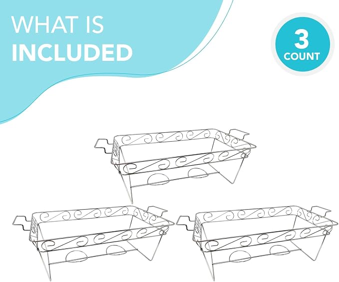 Party Essentials 3-Count Full Size Elegance Chafing Racks, Chrome