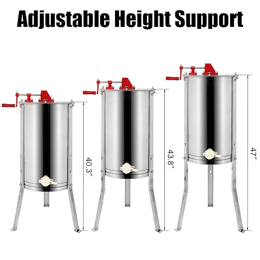 VINGLI 2 Frames Manual Honey Extractor Separator, Food Grade Stainless Steel Honeycomb Spinner Drum Crank By Hand with Adjustable Height Stands, Beekeeping Pro Extraction Apiary Centrifuge Equipment