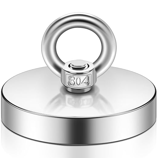 Lift Fishing Magnets 4.72' (120 mm), Super Strong Heavy Duty, Large Rare Earth Neodymium Magnets for Retrieving