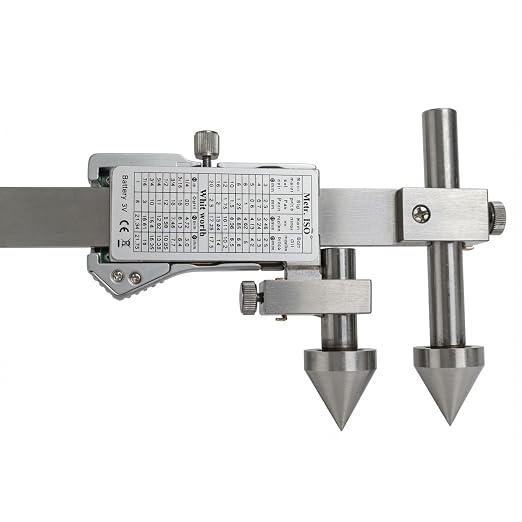 Digital Offset Centerline Caliper Hole Distance Vernier Caliper Cone Probe Hole Center Distance Ruler Measuring Tool Stainless Steel Inch/MM (20-300mm)