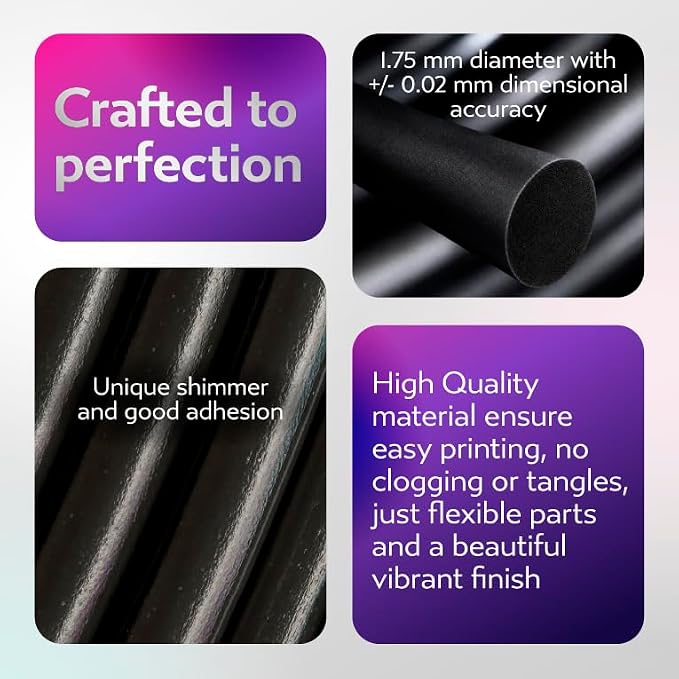 Cookiecad TPU Filament 1.75mm 1kg Black 3D Printer Filament - Black TPU