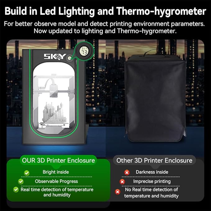 Skouphy 3D Printer Enclosure Fireproof and Dustproof Tent Constant Temperature Protective Cover Room for Ender 3V2/Ender 3V2 Neo/Ender 3S1/Ender 3Pro/Ender 3/Ender 3Neo 3D Printer -Small