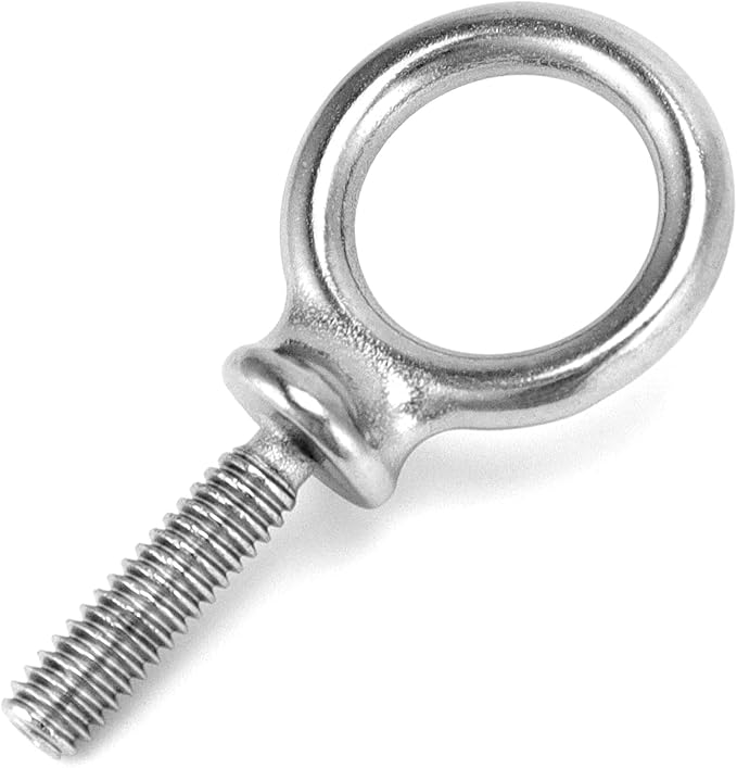 QWORK Eye Bolt, 50 Pack 1/4"-20 x 1 Marine Grade Stainless Steel Lifting Ring Threaded Eyebolt Machinery Shoulder Eyebolts