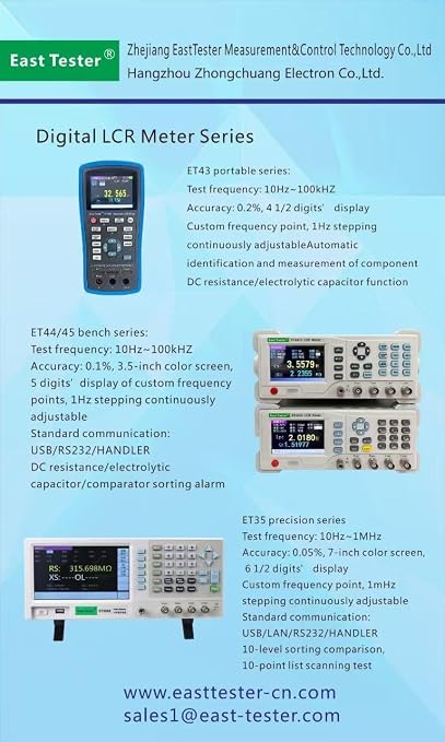 ET433 Handheld LCR Meter 10Hz~100KHz 1Hz Stepping - Digital Portable Bridge Tester for Resistance, Capacitance, Inductance Measurement | LCD Display | Data Hold | Electronics Component Testing Tool