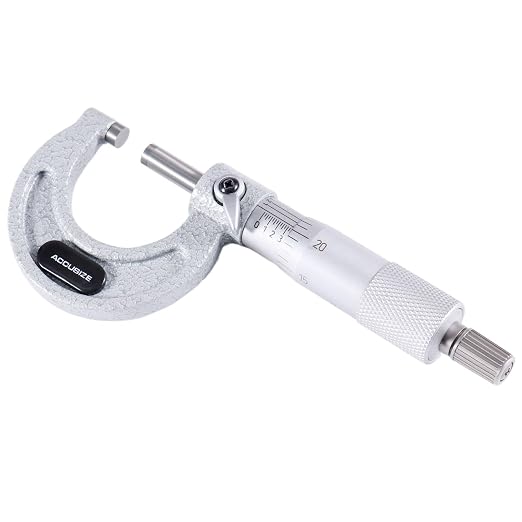 Accusize Industrial Tools 0-1'' by 0.0001'' Ultra-Precision Outside Micrometer, Eg00-0001 | 0-1", Ultra-Precision, Carbide Tipped, M-Type, Resolution 0.0001", Ratchet Friction Thimble, Solid Storage Case