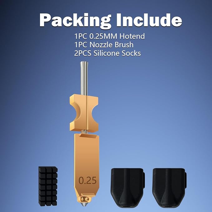 for FLASHFORGE AD5X Upgraded 0.25mm Hotend Nozzle 3D Printer Assembled Extruder Kits- All Metal Hot End/Printhead Replacement with Detachable Nozzle, Extra 2PCS Silicone Socks+ 1PC Nozzle Brush