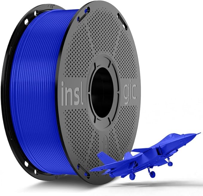 Inslogic Pre-Dried PLA Pro 3D Printer Filament, Strong & Tough PLA Pro Filament 1.75mm ±0.02mm, Reusable Spool, Compatible with Bambu and More FDM Printers, 1kg (Blue)
