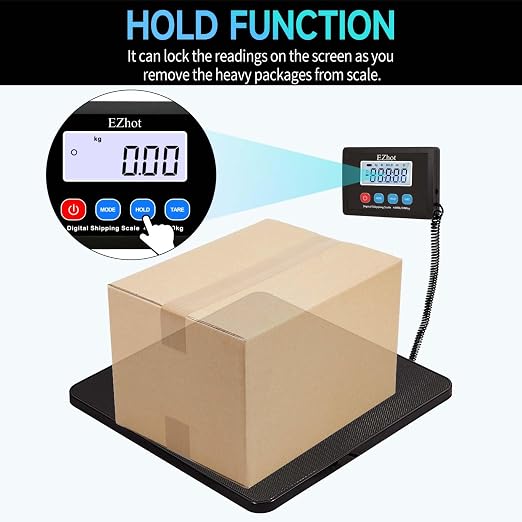 440lbs Postal Scale, Hold/Tare Function, Manual/Auto Off LCD Display, Lightweight Scale for Packages/Luggage/Home, Battery & AC Adapter Included