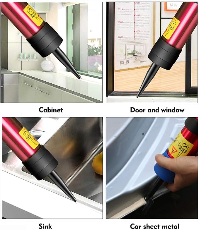 Adjustable Pneumatic Glass Glue Gun - Red - 310ml Hard Glue Sealant Applicator Caulking Gun Tool
