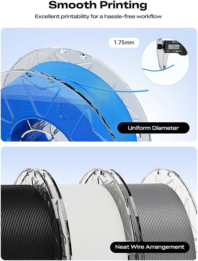 Creality Hyper PLA Filament 1.75mm, High-Speed 600mm/s RFID PLA for CFS System, Smart RFID Auto-Settings, Tough & Durable, Tangle-Free Spool for K2 Pro, K2 Plus and Most 3D Printers, 1KG (Black)