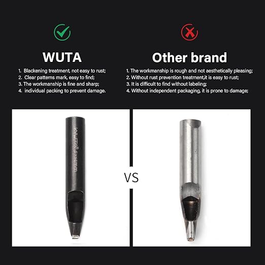 WUTA 4 Pcs Rectangle Leather Hole Punch Set, High Carbon Steel Punch Tool, Hollow Punch Cutter Kits for Belt & Leather Crafting（3 * 8mm + 5 * 16mm + 5 * 20mm + 6 * 18mm）
