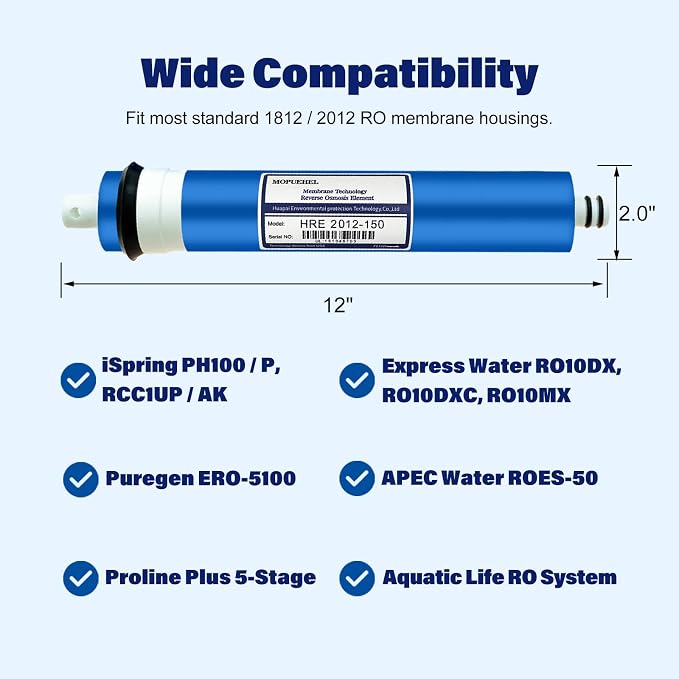 150 GPD RO Membrane Filter Replacement, Reverse Osmosis Membranes, RO Buddie Replacement Filters, RODI Membrane Replacement Cartridges for Reverse Osmosis Water System (2 Pack)