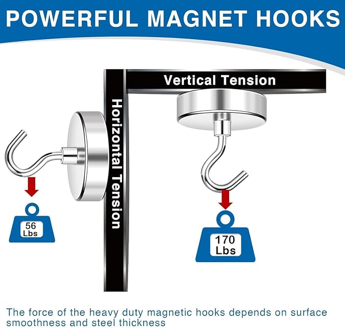 LOVIMAG Magnetic Hooks, Cruise Essentials 2026, 12 Pack-30LBS | Heavy Duty Strong Magnet Hook for Cruise Cabin, Refrigerator Fridge, Ship, Classroom, Kitchen Grills, Black