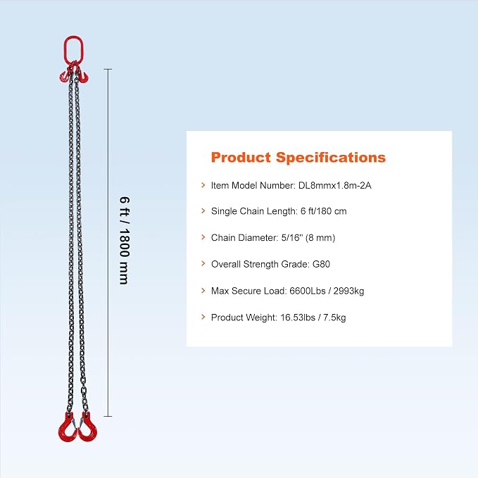 VEVOR Chain Sling with 2 Leg Grab Hooks