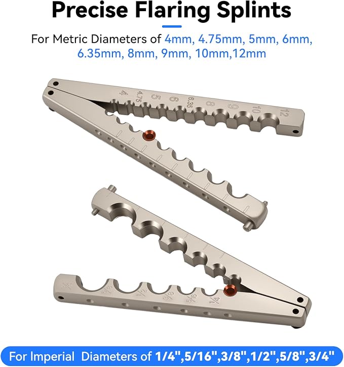 Flaring Tools Set: Ratchet Flaring Tool with Steel Ball Positioning (Patented), CT-532 Tube Cutter, Deburring Scraper & Dual-Scale Rulers for HVAC, Refrigeration & Plumbing
