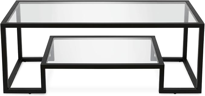 Henn&Hart 45" Wide Rectangular Coffee Table in Blackened Bronze, Modern coffee tables for living room, studio apartment essentials