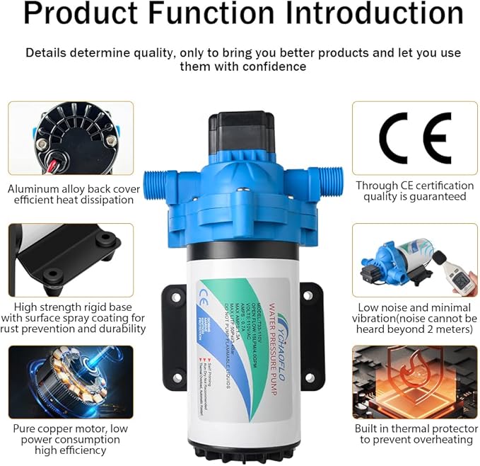 110V AC Electric High Voltage Diaphragm Pump, 4.0GPM, 45PSI, In line Water Transfer Pump, Camping Water System, Garden Hose and Pump Demand Water Pressure Boosting Pump