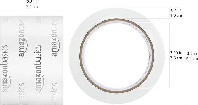 Amazon Basics 2.83 Inch Wide Packing Tape, Fits 3-Inch Dispensers, Crystal Clear, Low Odor, for Moving, Storage, Shipping and Sealing Boxes, 54.6 Yards, 12-Pack