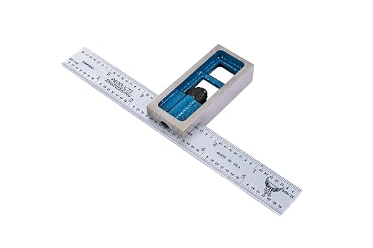 PEC Tools 6” Precision Double Square- Cast Iron Head, 16R (1/32",1/64", 1/50",1/100"), Made in USA