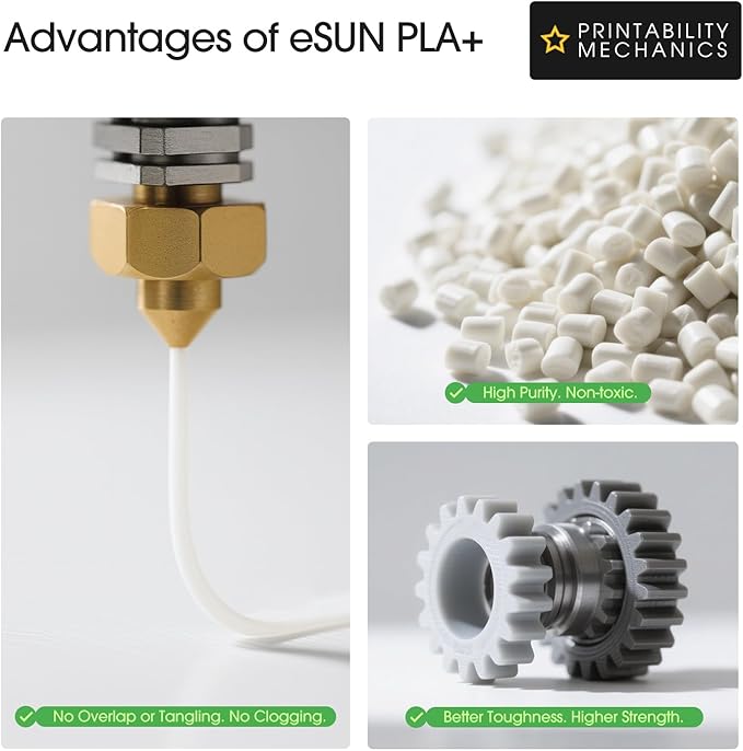 eSUN PLA+ Filament 1.75mm, 3D Printer Filament PLA Plus, Dimensional Accuracy +/- 0.03mm, 1KG Spool (2.2 LBS) 3D Printing Filament for 3D Printers, Yellow