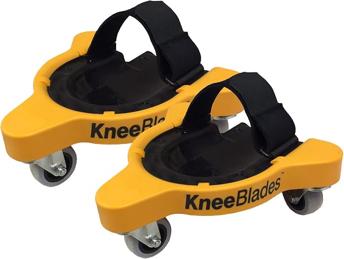 Milescraft 1603 Knee Blades-Durable Heavy-Duty Knee Pads with 3 Casters & Comfortable Gel Cushions for Unisex Adult, Full 360° Turn Capability Without Lifting from the Floor, Yellow, One Size