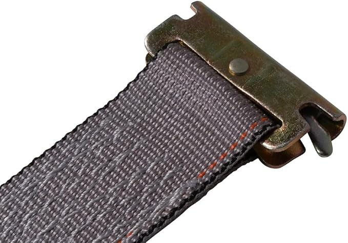 Mytee Products 2'' x 16' E Track Straps w/Spring E-Fittings - Grey Ratchet Etrack Straps w/Heavy Duty 4000 lbs Breaking Strength for Enclosed Trailers, Trucks & Vans