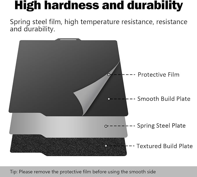 HzdaDeve P1S Build Plate for Bambu Lab P2S/X2D/P1S/P1P/A1/X1C Dual-Textured and Smooth PEI Plate Sheet 257.5x257.5MM Heated Bed Spring Steel Flexible Platform Black Board for 3D Printer Accessories