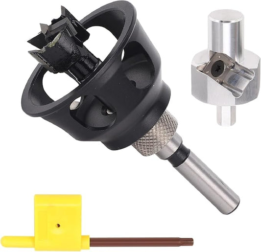 20mm Drill Locator for Woodworking, Bench Dog Hole Chamfer Reamer Tool, Aluminum Alloy Vertical Hole Locator Jig for Electric Drills, 20mm Short Drill Bit