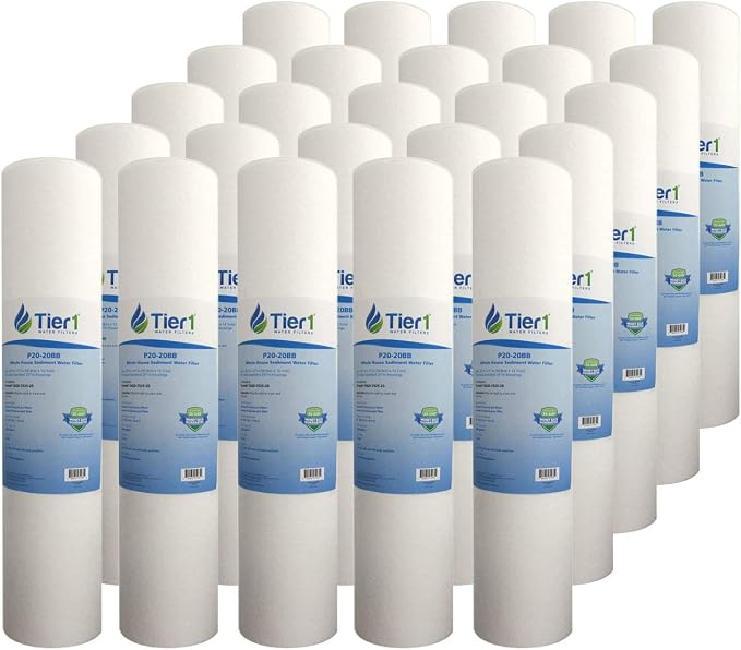 Tier1 20 Micron 20x4.5 Water Filter | Spun Wound Polypropylene Whole House Water Filter Cartridge | Replacement for Pentek DGD-7525-20,155356-43, P20-20BB | 4.5 x 20 Sediment Water Filter (25-Pack)