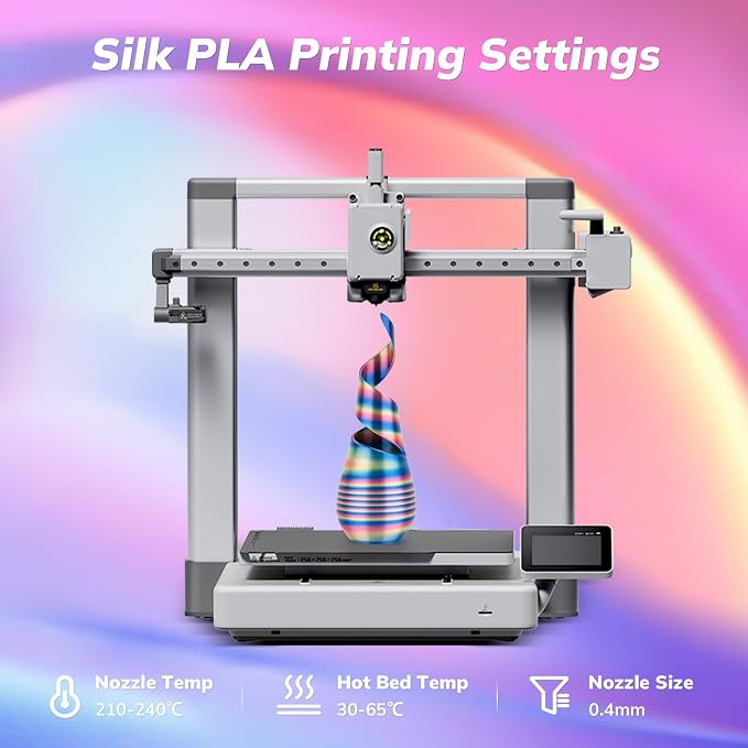 AMOLEN Silk PLA 3D Printer Filament, Shiny Multicolor Rainbow PLA Filament 1.75mm, Fast Color Change PLA 3D Printing Filament for Most FDM 3D Printer, 1kg (2.2lbs), Blue Pink Gold