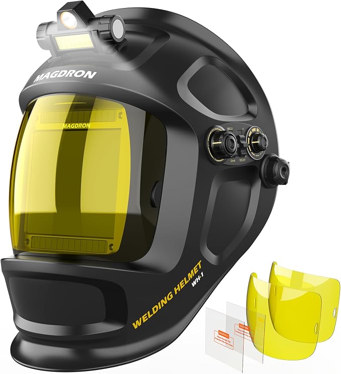 Auto Darkening Welding Helmet Large View 3.94" x 3.66", True Color Welding Hood Optical Clarity, 4 Arc Sensor Solar/Battery Powered, Wide Shade 3.5/5-9/9-13 Welder Mask for TIG MIG ARC Cut Grind