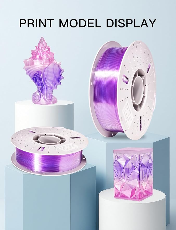 PINBALL PETG Rainbow 3D Printer Filament 1.75mm, Multicolor Translucent PETG Filament, Accuracy +/- 0.02 mm, 1kg Spool (2.2lbs)