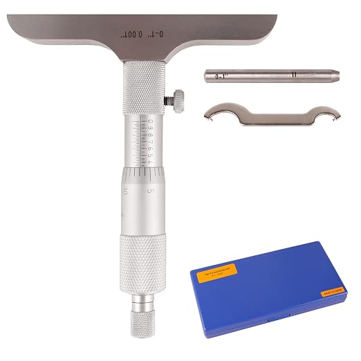 Depth Micrometer, 0-1" Measuring Range, 0.001" Graduation, Professional Precision Depth Gauge for Machining, Engineering & Metalworking, High Accuracy Tool