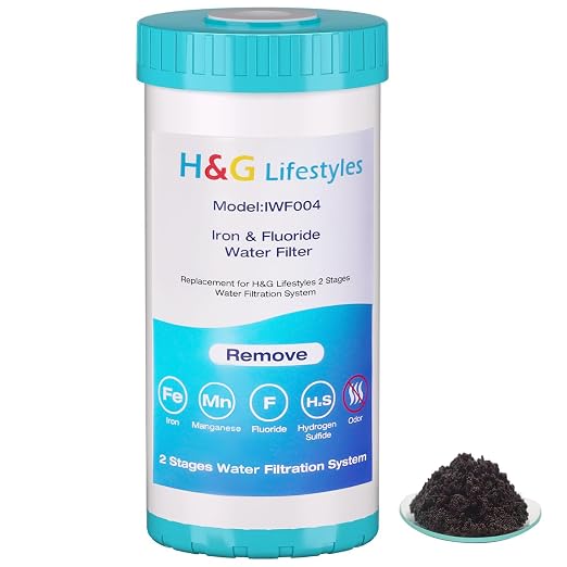 H&G Lifestyles 10" x 4.5 Iron Water Filter for Well Water Replacement | Whole House Water Filter Cartridge, Soften Water,Compatible with 84637, WPX5BB97P, PC10, 355214-45, 355215-45, WP10BB97P