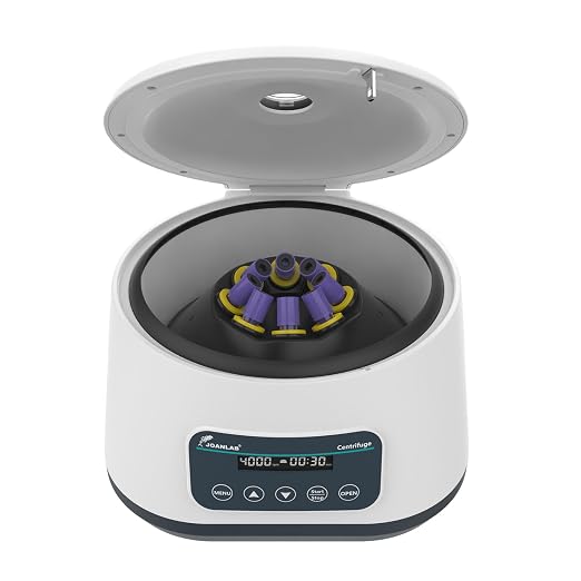JOANLAB Lab Centrifuge Machine LC400PRO 2ml/5ml/10ml x 8, 15ml x 4 Low Speed 500-5000rpm,2683xg RCF Digital Benchtop Centrifuges w/Timer