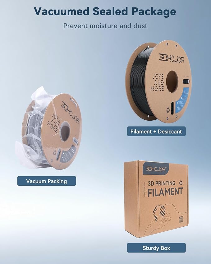 3DHoJor PLA Filament 1.75mm Black,3D Printing Filament,1kg Cardboard Spool (2.2lbs), Fit Most FDM 3D Printer,Dimensional Accuracy +/- 0.03 mm,Vacuum Packaging, No Brittle Filaments