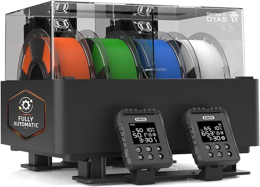 EIBOS 3D Printer Filament Dryer Dyas, AMS Heater Upgrade for Bambu Lab AMS, Dry While Printing, Dual Independent Chambers, Auto-Sealed Storage Box, Power-Saving, for 4 Spools Nylon, PLA, PETG