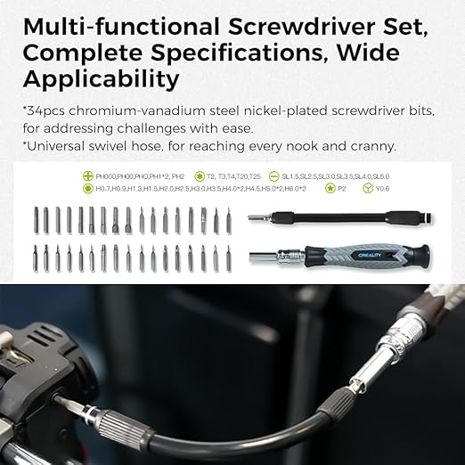 Creality 74 Pcs 3D Printer Tools Kit with Storage Bag, 3D Printer Accessories Tool Wrap Kit, Assembly/Removal/Finishing/Deburring/Filament Cutting/Nozzle Cleaning Tool for All FDM Printers