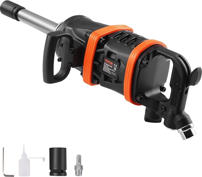 VEVOR 1 Inch Air Impact Wrench, Up to 5175 ft-lbs Beast Reverse Torque Output Pneumatic Impact w/ 8 Inch Anvil for Heavy Duty Machinery/Semi-Truck/Bus