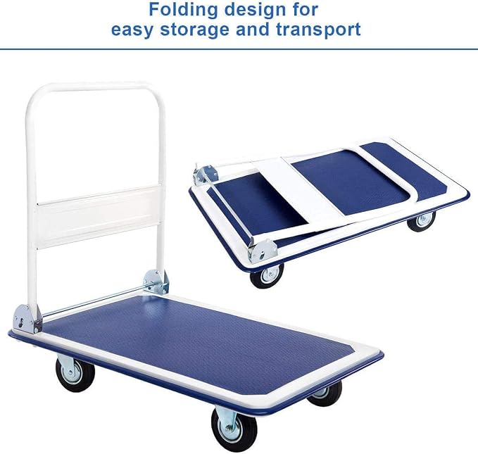 LUARANE Folding Platform Cart, 660 LBS Heavy Duty Push Hand Truck Dolly with Rolling Caters, Collapsible Moving Flatbed Truck with High Capacity for Home, Garage, Office