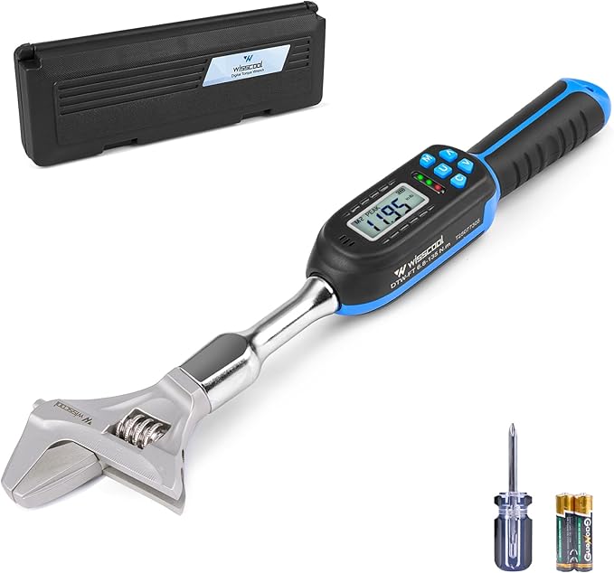 Wisscool Adjustable Digital Torque Wrench, 5-99.6 ft.lb/6.8-135 N.m, Hvac Torque Wrench with 42mm Jaw, ±2% Accuracy, Vibration, Buzzer and LED Indicator for Split AC, Moto, Car
