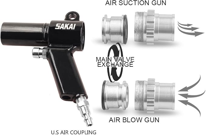 SAKAI Pneumatic Vacuum Cleaner Kit - Dual Function Air Vacuum and Suction with Vacuum Bags, Tube & Accessories