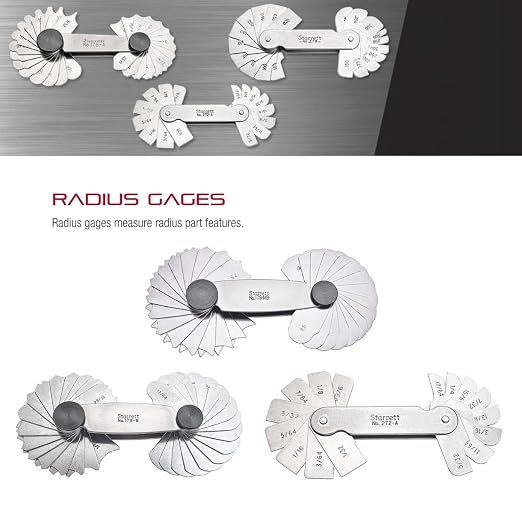 Starrett Individual Radius Gage for Both Convex and Concave Radii - Ideal for Carpenters and Constructions - Stainless Steel, 1/16" Radius Gage, Inch Reading - 167-1/16