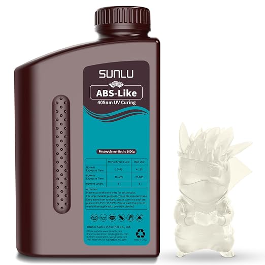 SUNLU Upgraded ABS Like Resin for 3D Printer, 405nm UV-Curing Resin LCD/DLP/SLA 3D Printers, 3D Printer Resin Fit Most Brand, Clear 1kg