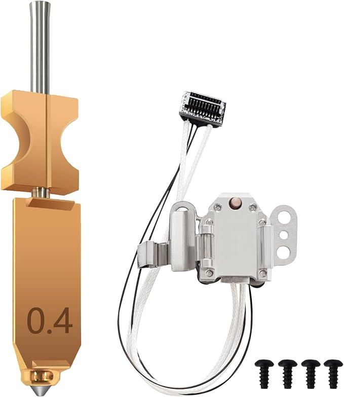 for FLASHFORGE AD5X Upgraded 0.4mm Hotend Nozzle and Heating Assembly Kit with Base Clip Heater Cartridge Thermister 3D Printer Extruder Kits All Metal Hot End/Printhead Replacement Detachable Nozzle