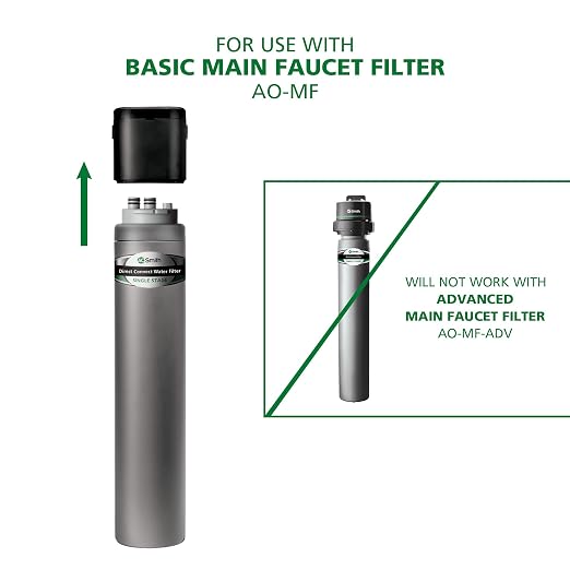 AO Smith Basic Direct Connect Under Sink Replacement Filter For AO-MF System - Carbon Block Filter Reduces Up To 99% Of 9 Harmful Contaminants - AO-MF-R