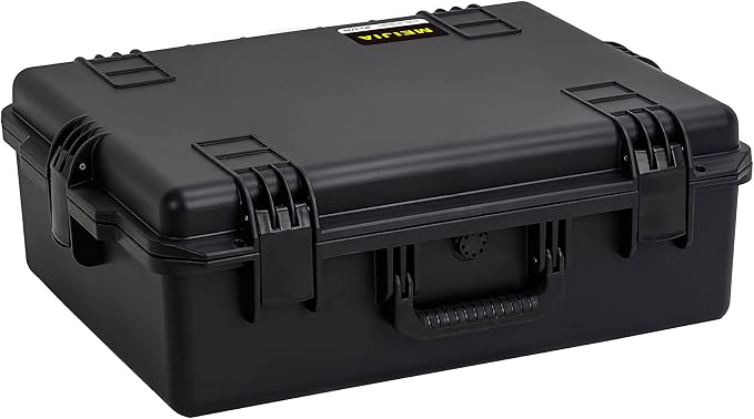 MEIJIA Premium Large Waterproof Hard Camera Case,Hard Protective Case with customizable fit foam,Full Protection with Light&Convenient Design,Elegant Black (24.6"X19.7"X8.6")