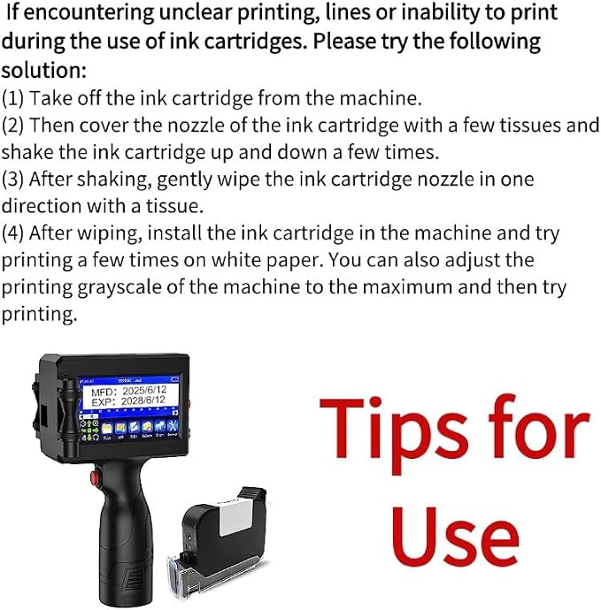 Handheld Inkjet Printer Gun PT3000 Printing Height 0.08-0.5Inch Inkjet Coder with Original Fast-Drying Ink for Text QRCode/Barcode/Batch Number/Label/Image/Date Printer with Touch Screen